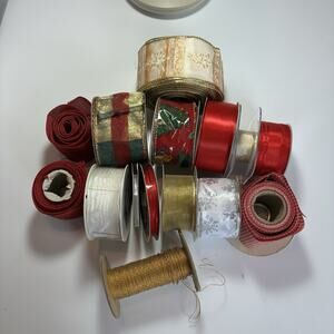 Lot 14 ROLLS CHRISTMAS HOLIDAY Wired RIBBON TRIM VARIOUS length/pattern